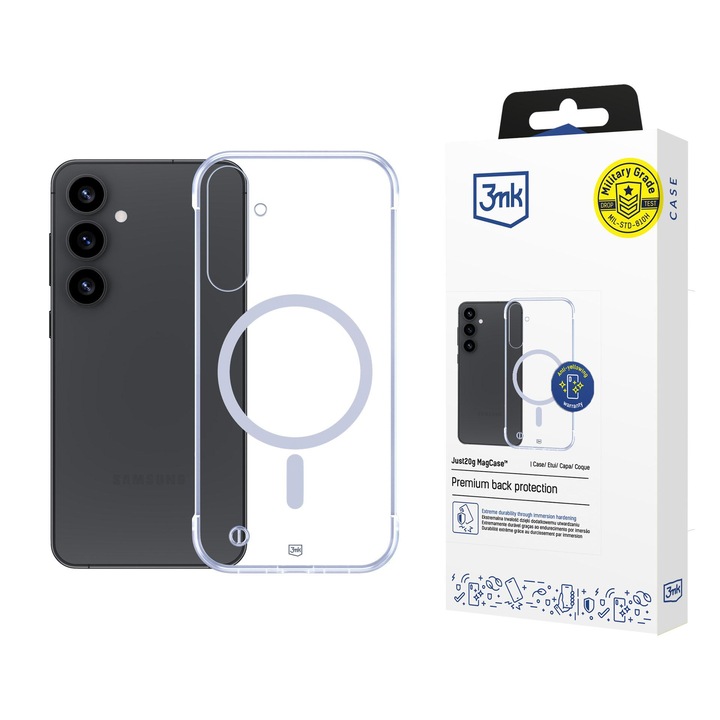 Husa telefon Just20g MagCase, compatibila MagSafe, ultrausoara, transparenta, pentru Samsung Galaxy S25