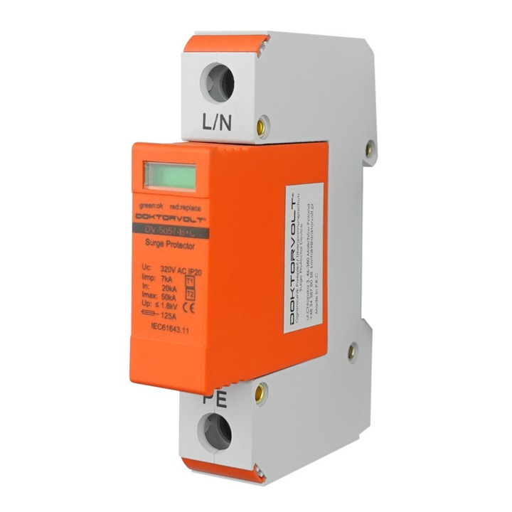 Descarcator de supratensiune, Doktorvolt, 1P 20-50kA AC T1/T2