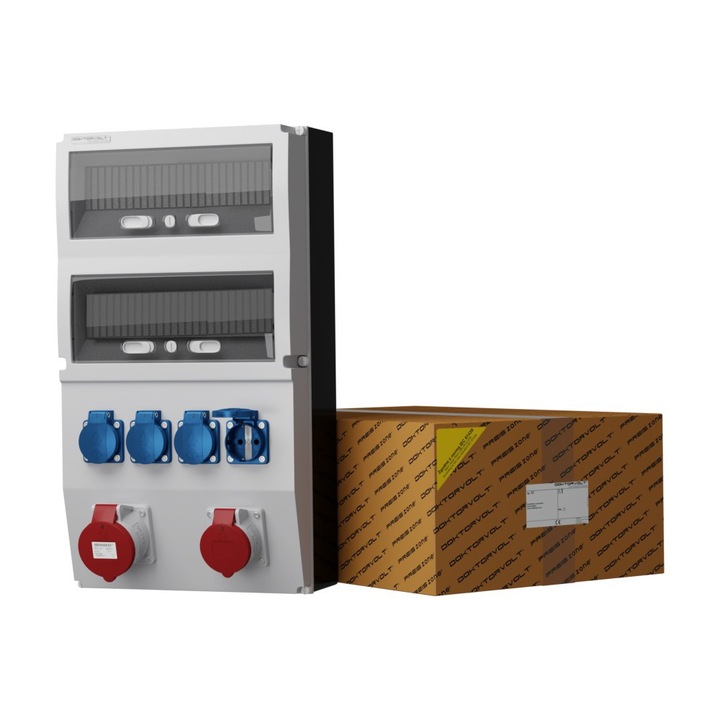 Tablou de distributie eXT 32A 16A 4x230V, 1x400V 32A, 1x400V 16A, IP44, gri RAL 7035