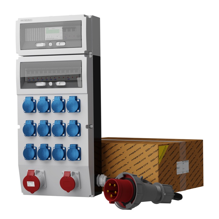 Tablouri electrice, eXT-S/FI 32A 16A 12x230V, cu licut de consum MID, cablu 5x10mm2, gri, 720x290x200mm