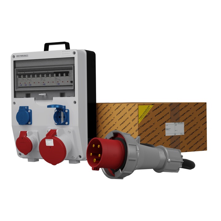 Tablouri electrice, Doktorvolt, rozdzielnica budowlana 63A 16A 2x230V, IP44, 365x250x200mm