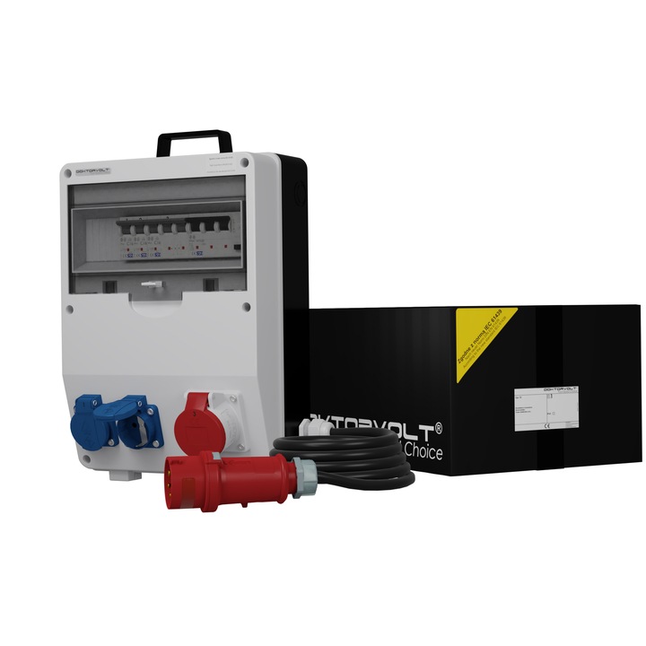 Tablouri electrice, Doktorvolt, rozdzielnica budowlana 16A 2x230V, 1x400V, IP44, 365x250x185mm, gri RAL 7035