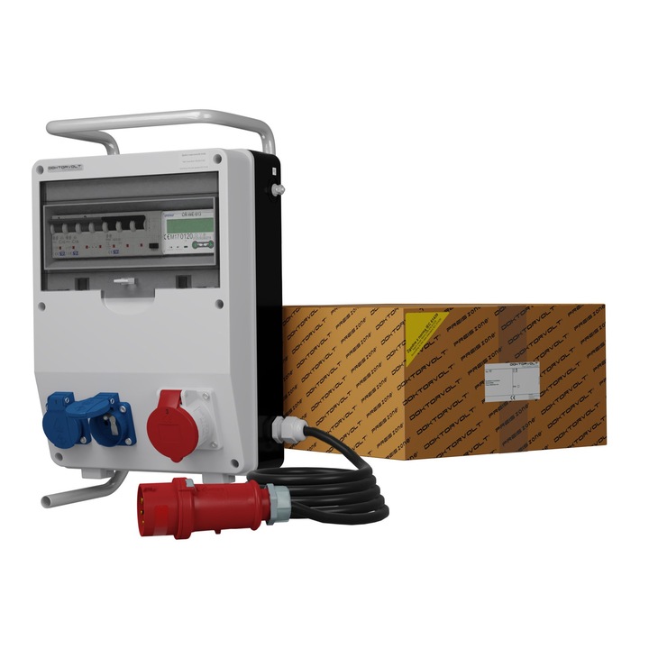 Tablouri electrice, TD-S/FI SKHU 16A 2x230V, 2 gniazda 230V, 1 gniazdo 400V, gri, 360x250x185mm