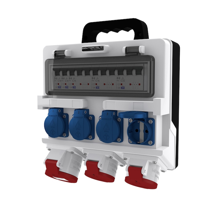 Tablou de distributie pentru cladiri Doktorvolt, 32A, 2x16A, 4x230V, Schuko