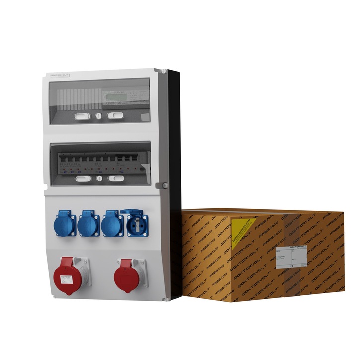 Tablouri electrice eXT-S/FI 32A 16A 4x230V cu licut de consum, 1x16A 400V, 1x32A 400V, IP44, 535x290x200mm