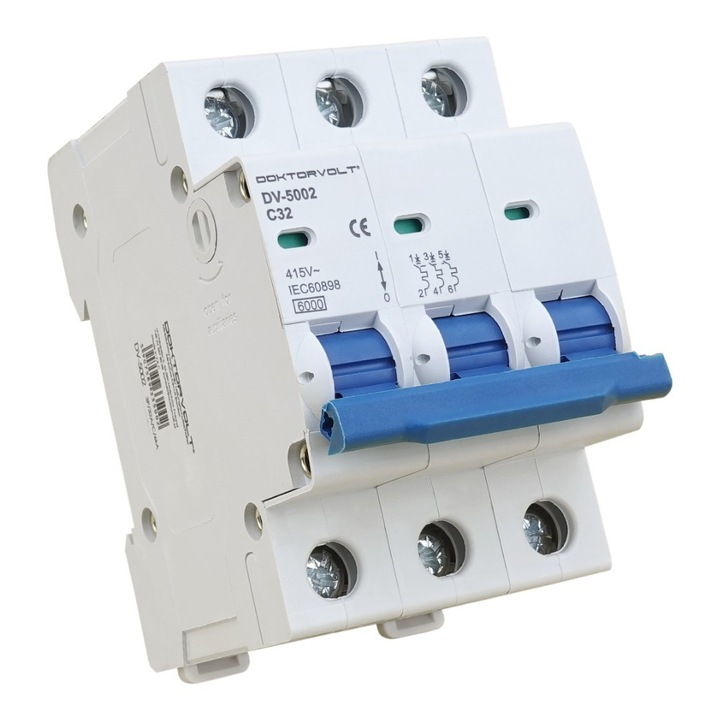 Dispozitiv de protectie electrica 3P C32A 6kA Doktorvolt, montaj pe sina DIN, dimensiuni 54x82x67mm