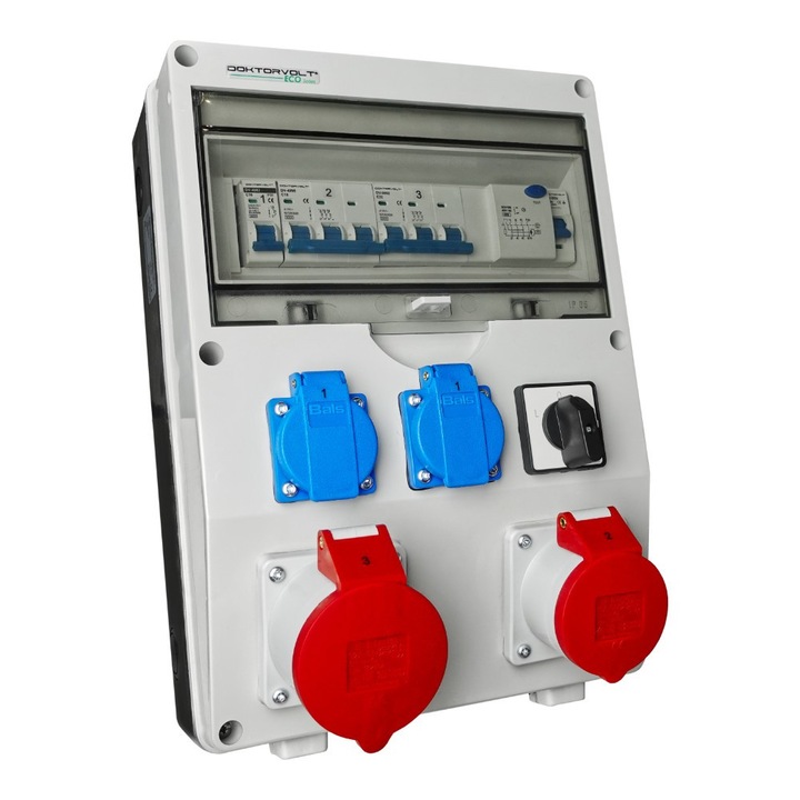 Tablou de distributie Doktorvolt ECO-S/FI, 32A 16A, 2x230V, IP44, 360x260x165mm