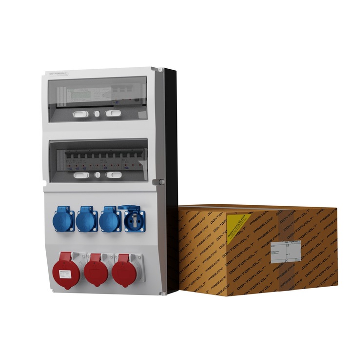 Tablou de distributie pentru cladiri cu contor eXT-S/FI Doktorvolt, 32A 2x16A 4x230V prize Mennekes