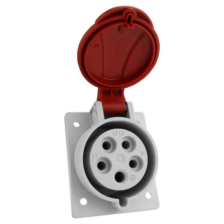 Gniazdo tablicowe skosne 32A 5P IP54, 80x95x80mm, plastic