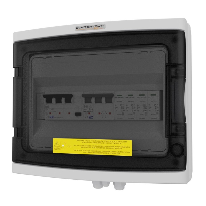 Tablou distributie fotovoltaic, Doktorvolt, 12 module, IP65, 1000V, gri RAL 7035