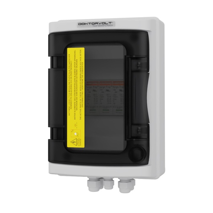Tablouri electrice, Doktorvolt, rozdzielnica fotowoltaica DC 1000V T2, IP65, 4 module, gri RAL 7035