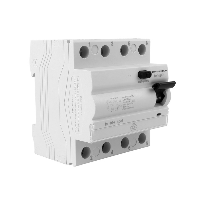 Intrerupator diferential diferential 10kA 4P 40A 30mA VDE tip A Doktorvolt DV-4247
