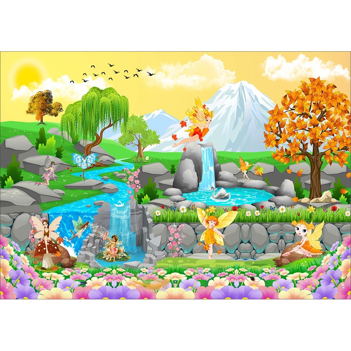 Fototapet Copii, Zanele Anotimpurilor, autoadeziv, multicolor, 80x120 cm