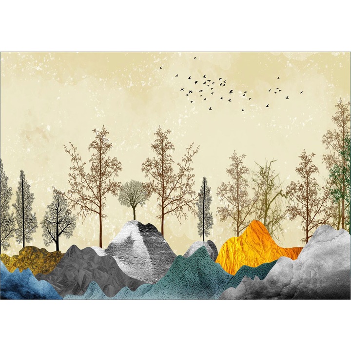 Fototapet Copii, hartie, Padure Abstracta, multicolor, 120x200 cm CO303