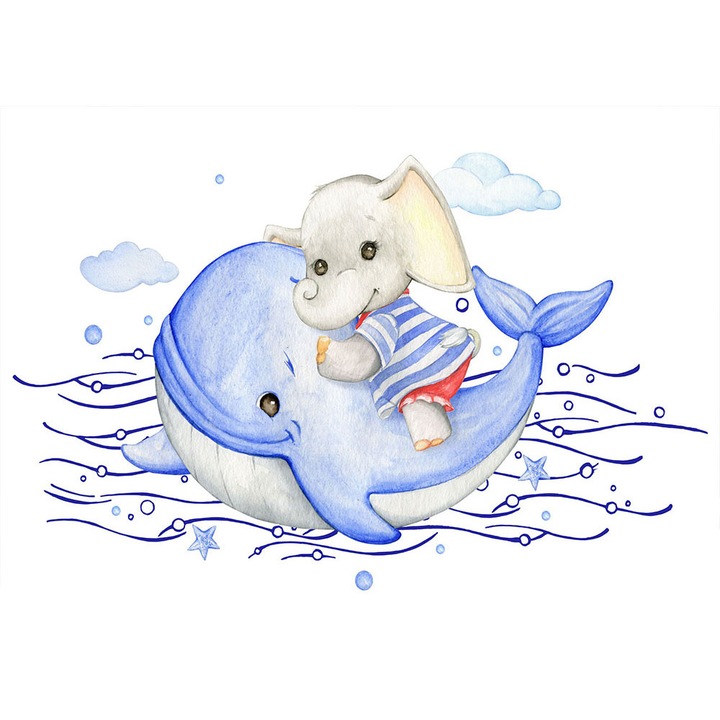 Fototapet Copii, autoadeziv, Elefant Desenat, multicolor, 120x200 cm CO322