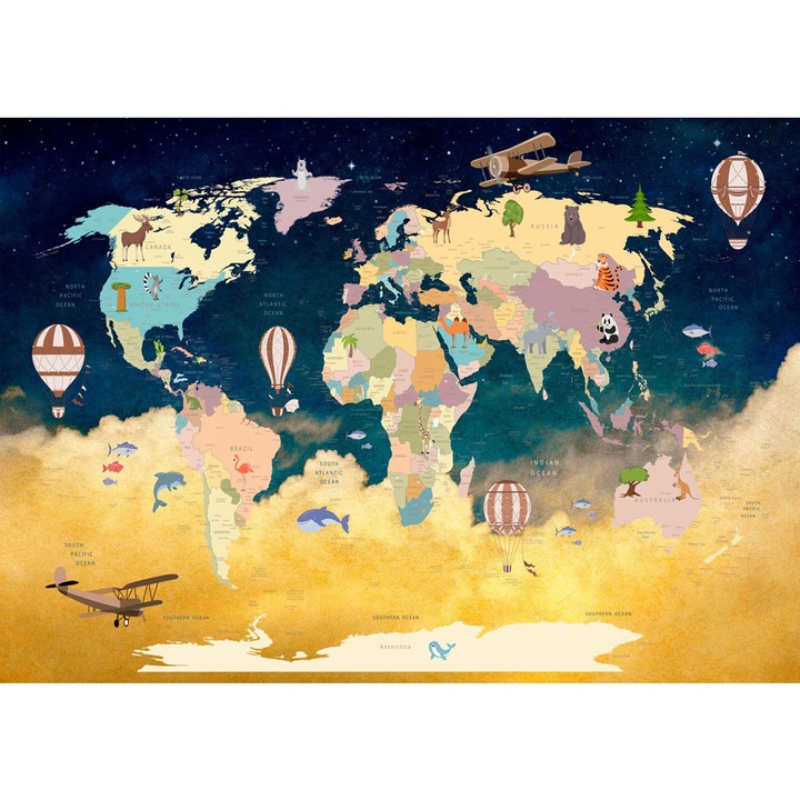 Fototapet Copii, autoadeziv, Harta Copii, multicolor, 250x400 cm CO307
