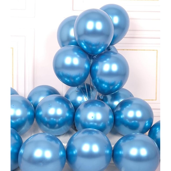12 hüvelykes fém lufik, 50 darabos készlet, latex, kék