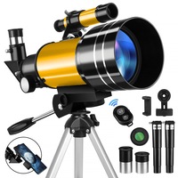 Telescop OVERTANG, 70mm, 15X-150X, portabil, cu adaptor pentru telefon si telecomanda wireless, portocaliu/negru