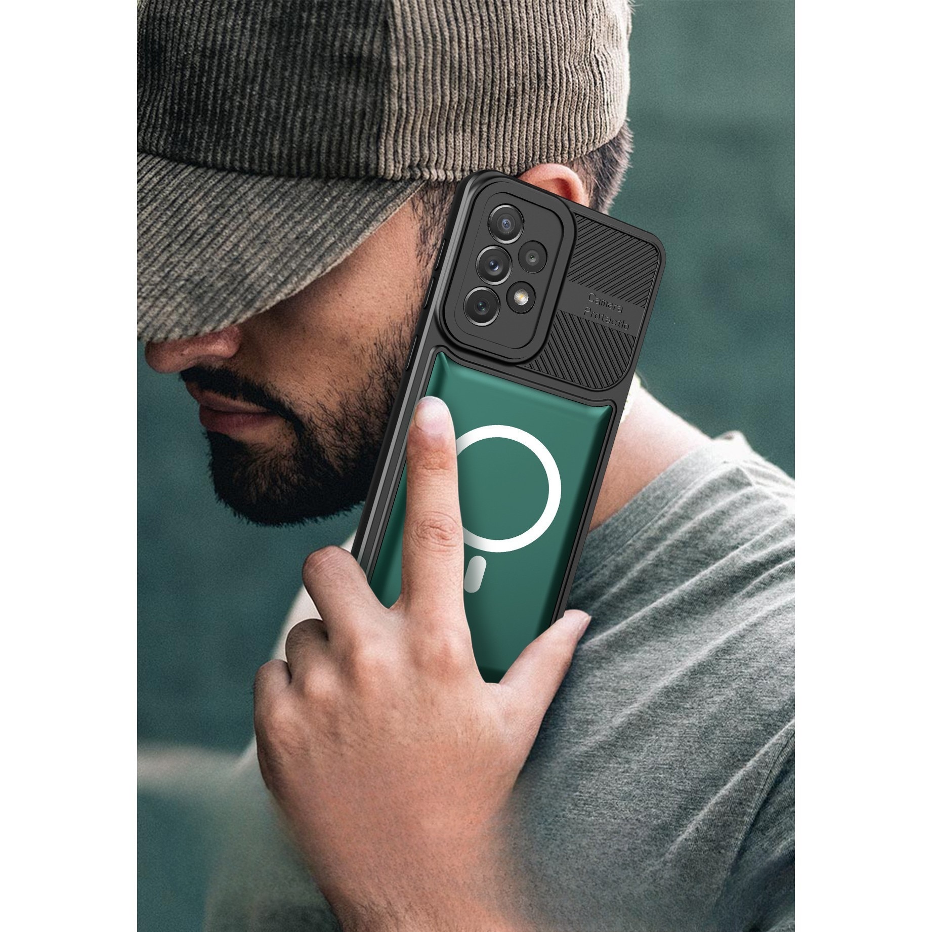 Husa Urban Armor pentru Samsung Galaxy A24 4G, Suport Auto Magnetic, Protectie Antisoc, Verde Inchis