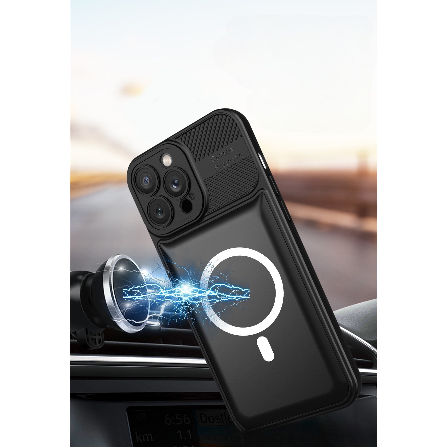 Husa Urban Armor pentru Samsung Galaxy A24 4G, Suport Auto Magnetic, Protectie Antisoc, Negru