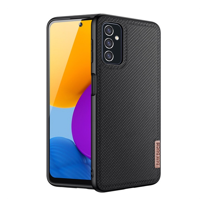 Prémium védőtok Samsung Galaxy A72 4G / 5G készülékhez, OPTIM SOLUTION, Modern szőtt textil anyagból, Ujjlenyomat-álló, Ütésálló, Precíz kivágások, Vékony, áttetsző kialakítás, Első osztályú OptimS védelem, Fekete