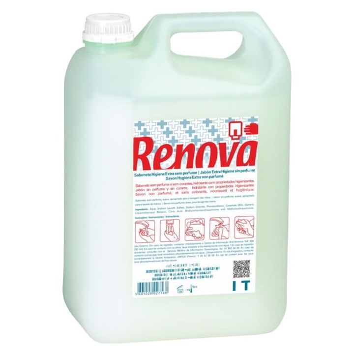 Renova Extra Higiena illatmentes folyékony szappan, 5L, bőrgyógyászatilag tesztelt, uniszex
