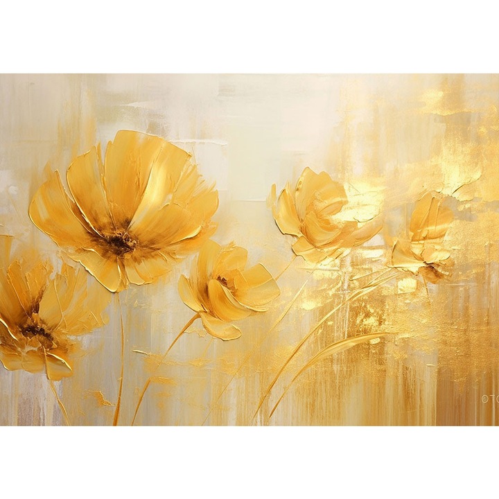 Fototapet 3D, autoadeziv, Flori Gold, multicolor, 120x200 cm 3D116