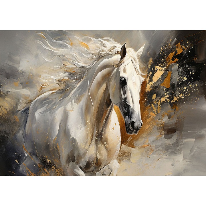 Fototapet 3D, autoadeziv, Cal Alb, multicolor, 120x200 cm 3D121