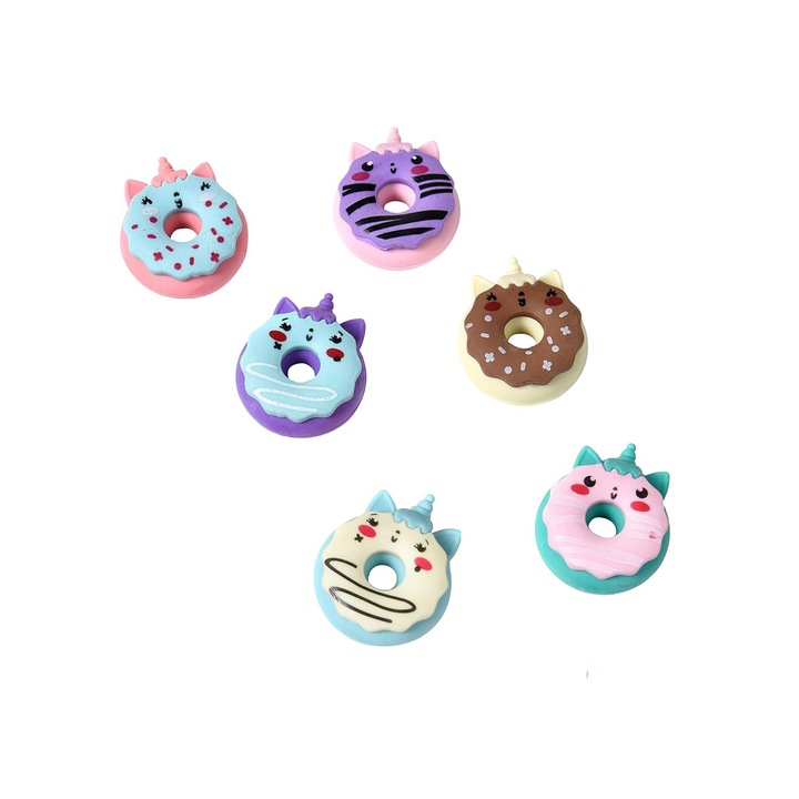 Radiere Donut, set 6 bucati, TREXORA, multicolor, TPR