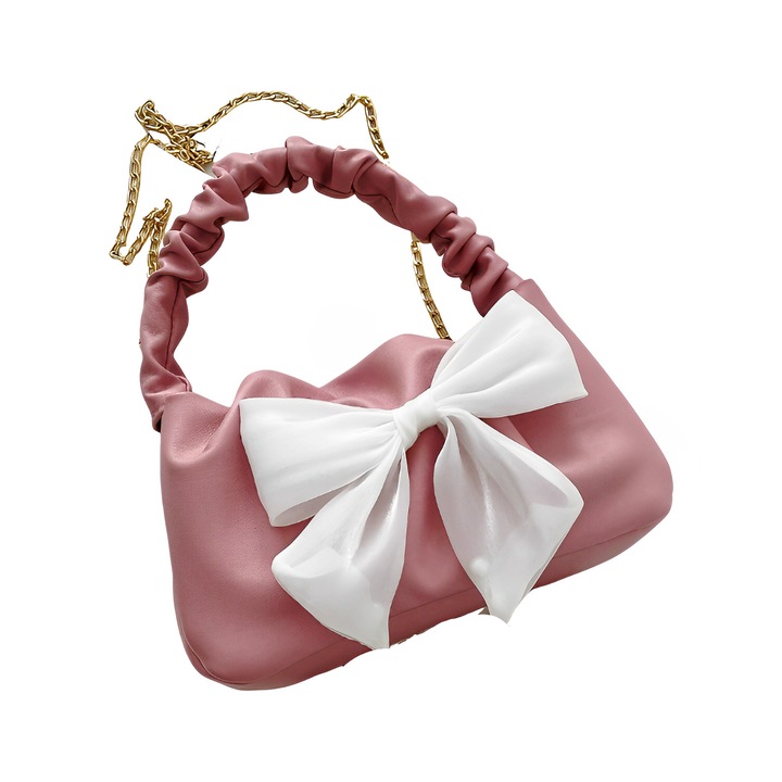 Geanta de dama TREXORA cu funda, roz, din piele ecologica, model crossbody, inchidere cu fermoar