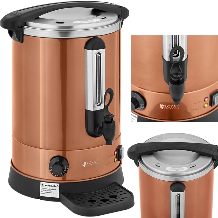 Royal Catering italforraló, 13,5 L, 2500 W, narancssárga, csappal és hőszigeteléssel