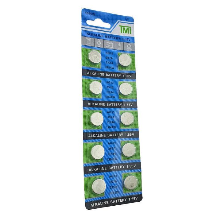 Set 10 Baterii Alcaline AG13 / LR44, TMI, in Blister 357