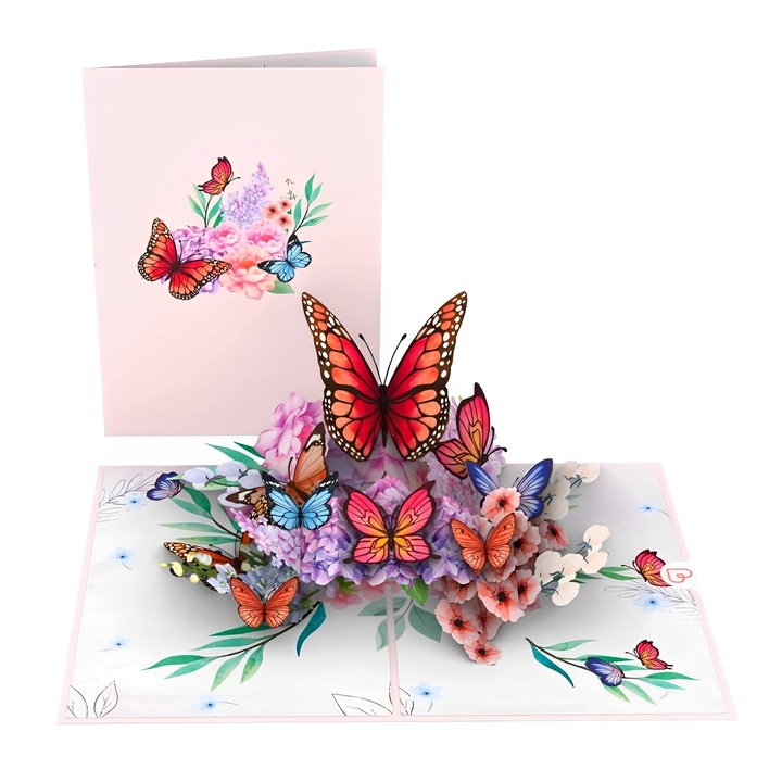Felicitare 3D Pop-up, TREXORA, Multicolor, 20x15cm, Set cu plic