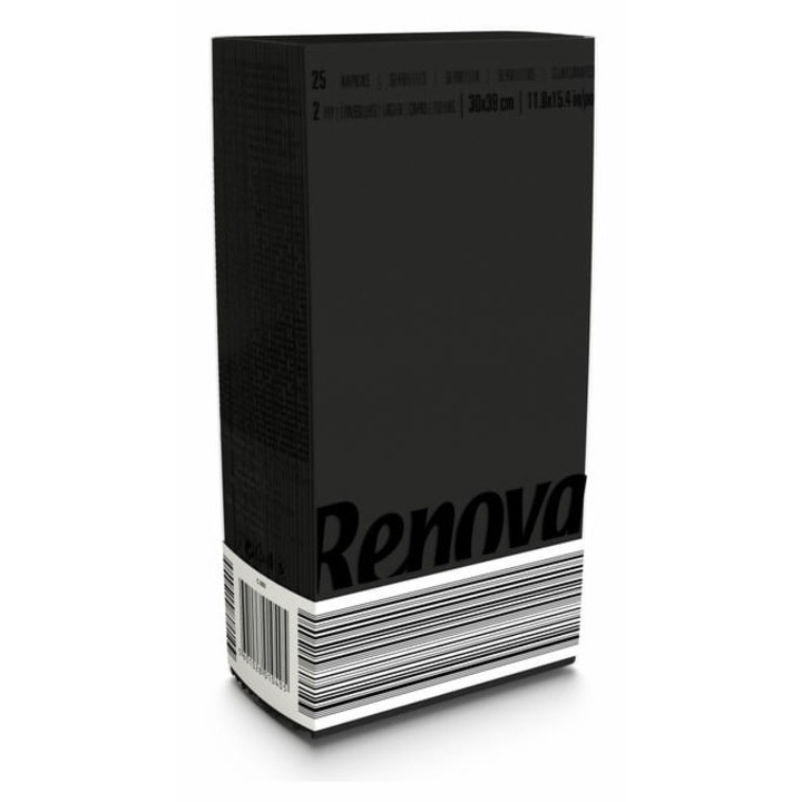 Servetele de hartie Renova negre, 39x30cm, set 25 bucati