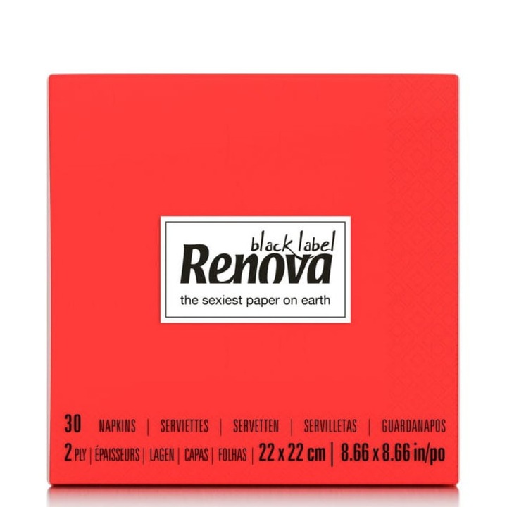 Servetele de cocktail Renova, rosu, 30 buc, 22x22cm