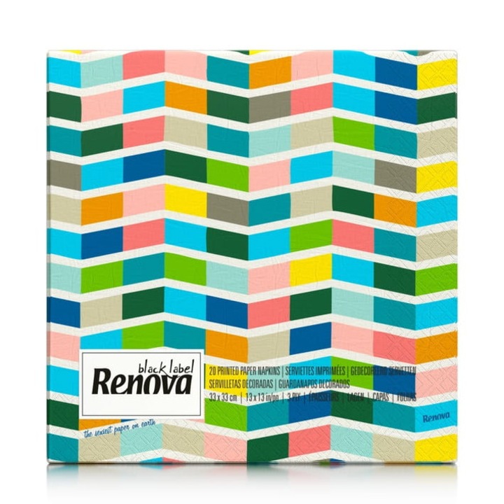 Хартиени салфетки Renova Swimming Pool 33x33см, 3-слойни, комплект от 20 броя