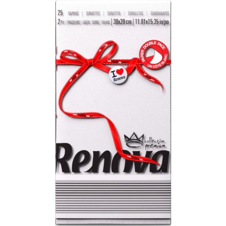 Servetele de hartie Renova, 25 bucati, 39x30cm, alb, 2-straturi