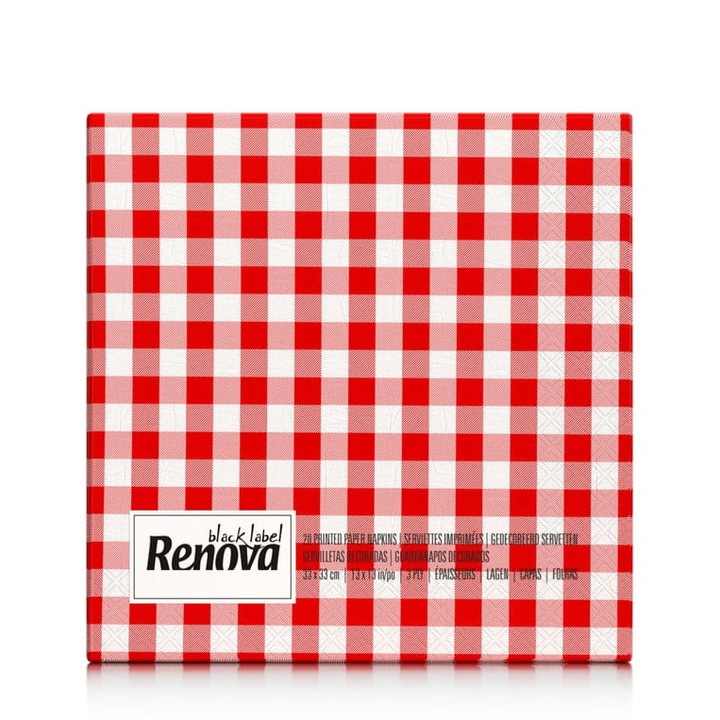 Servetele de hartie Renova Picnic, 20 buc, 33x33cm, 3 straturi, colorate