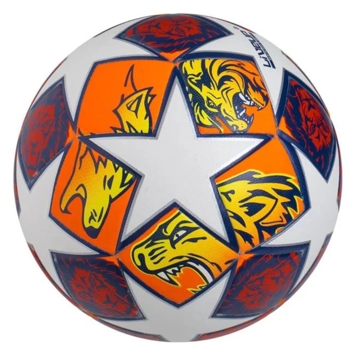 Tigrismintás focilabda No.5, 21,6-22,6 cm, fehér-narancssárga
