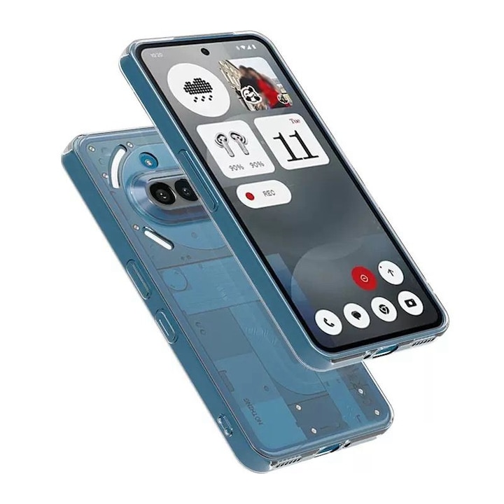 Защитен калъф Mat-Tech, съвместим с Nothing Phone 3a, Удароустойчив, 2 мм, Защита на камерата, Прецизни изрези, Устойчив на удар, Повдигнати ръбове за защита на екрана, Прозрачен