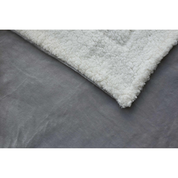 Cuvertura Jerry Fabrics Sherpa 150x200 cm, alb/gri, microfibra, usor de intretinut