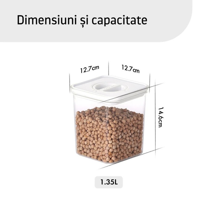 Caserola pentru alimente, Neoflam, Smart Seal, patrat, capac alb, 1.35L
