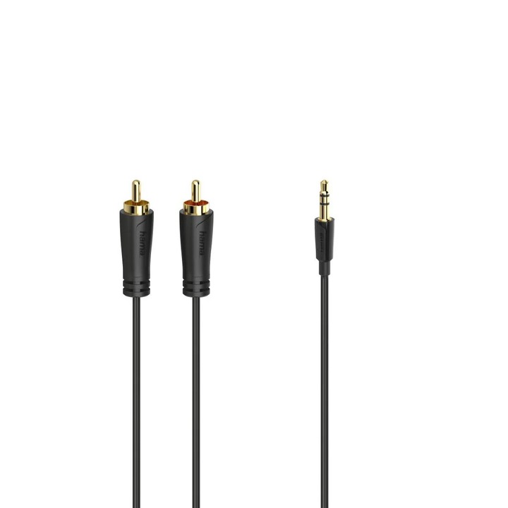 Cablu audio HAMA, jack 3,5 mm - 2 RCA, stereo, placat cu aur, 1,5 m