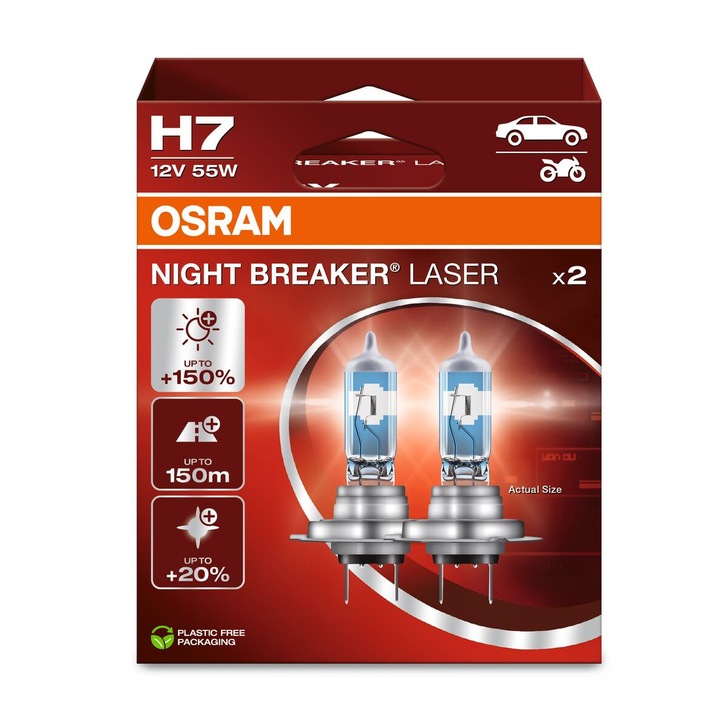 Osram izzó, H7, Night Breaker Laser, 55W, 12V, 2 db