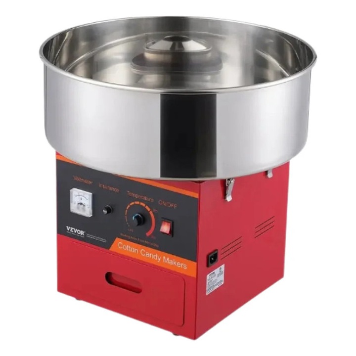 Машина за захарен памук, 1000W, контрол на температурата, червена, размери 53.5x53.5x32см