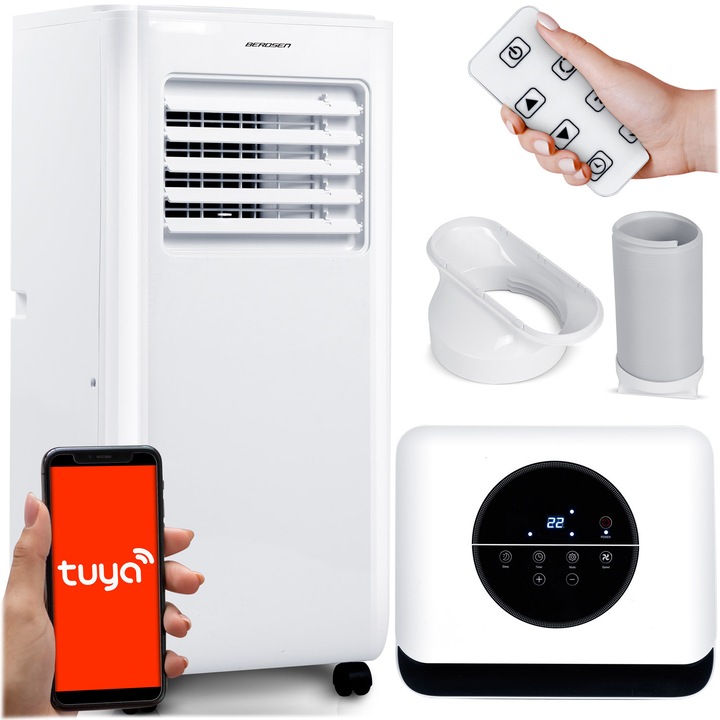 Aparat de aer conditionat portabil 10000 BTU, Berdsen BD-580, 5 in 1, eficient energetic, 330x280x700mm, alb