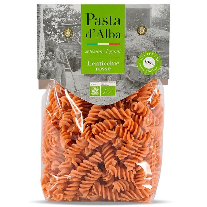 Paste fusilli BIO fara gluten, din linte rosie Pasta d'Alba, 250g