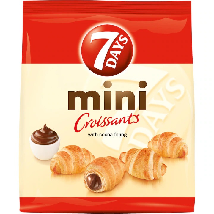 Mini croissante 7Days double cu umplutura de vanilie si cacao 185gr