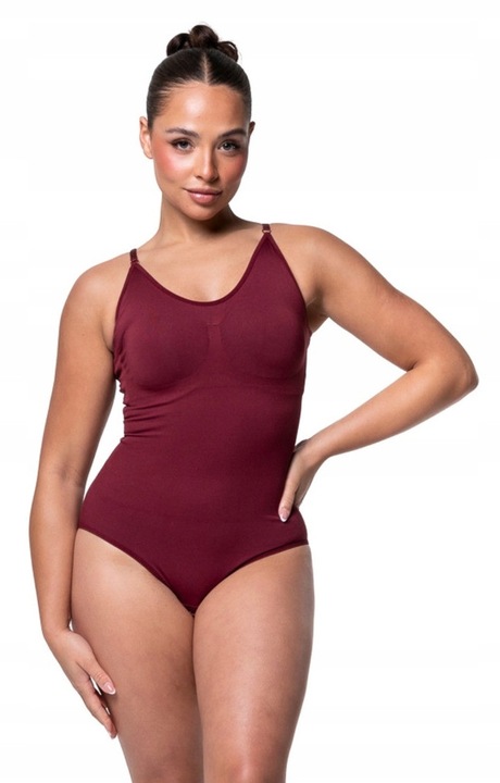 Body modelator pentru femei Heyshape, rosu, material Power Mesh, fara armatura, bretele ajustabile, S INTL