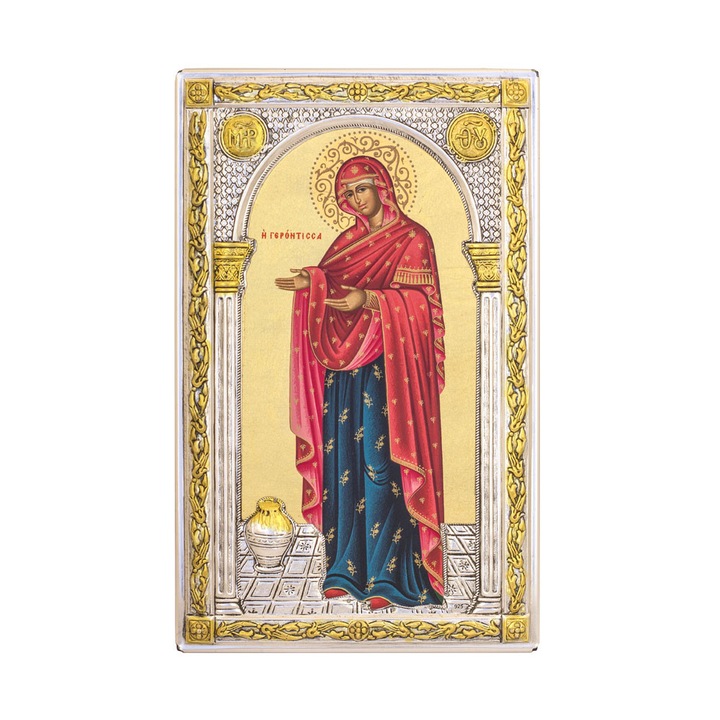 Icoana din argint - Maica Domnului Gerontissa - Sporul casei - 21x13cm